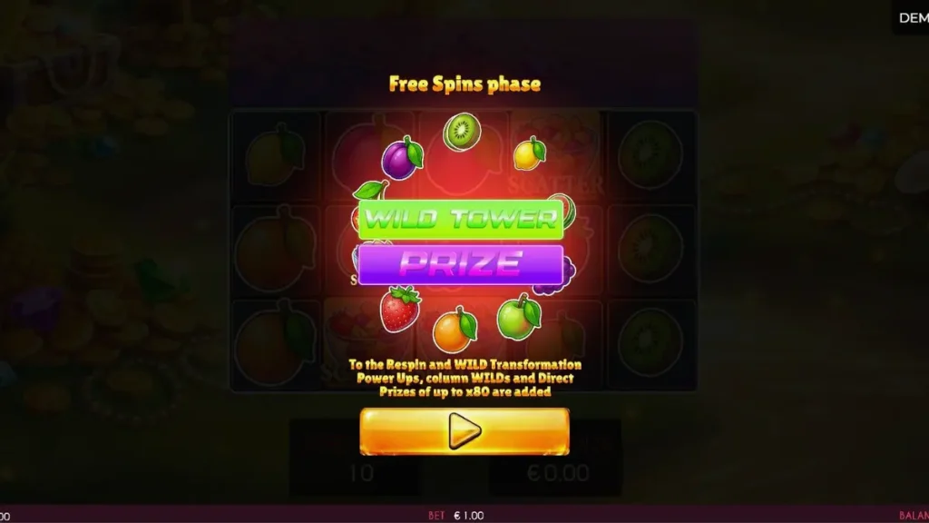 Tampilan visual cerah dan penuh warna dari slot Fruits Madness dengan simbol buah-buahan segar.