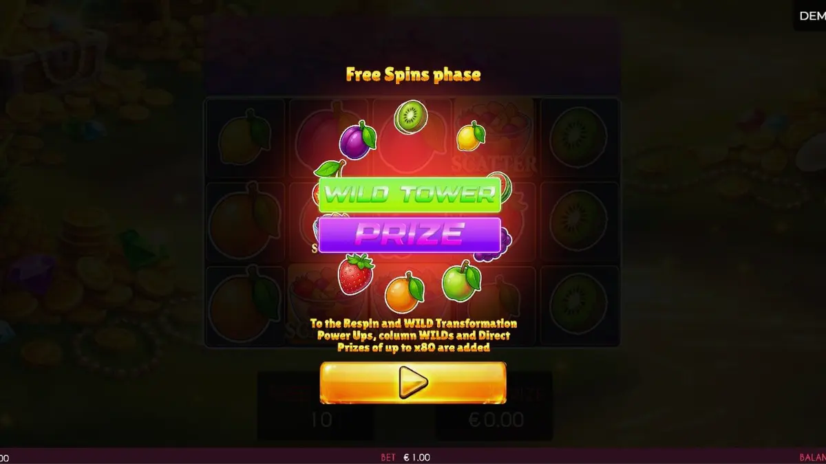 Tampilan visual cerah dan penuh warna dari slot Fruits Madness dengan simbol buah-buahan segar.