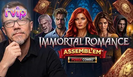 Tampilan visual karakter utama dalam slot Immortal Romance ASSEMBL’EM